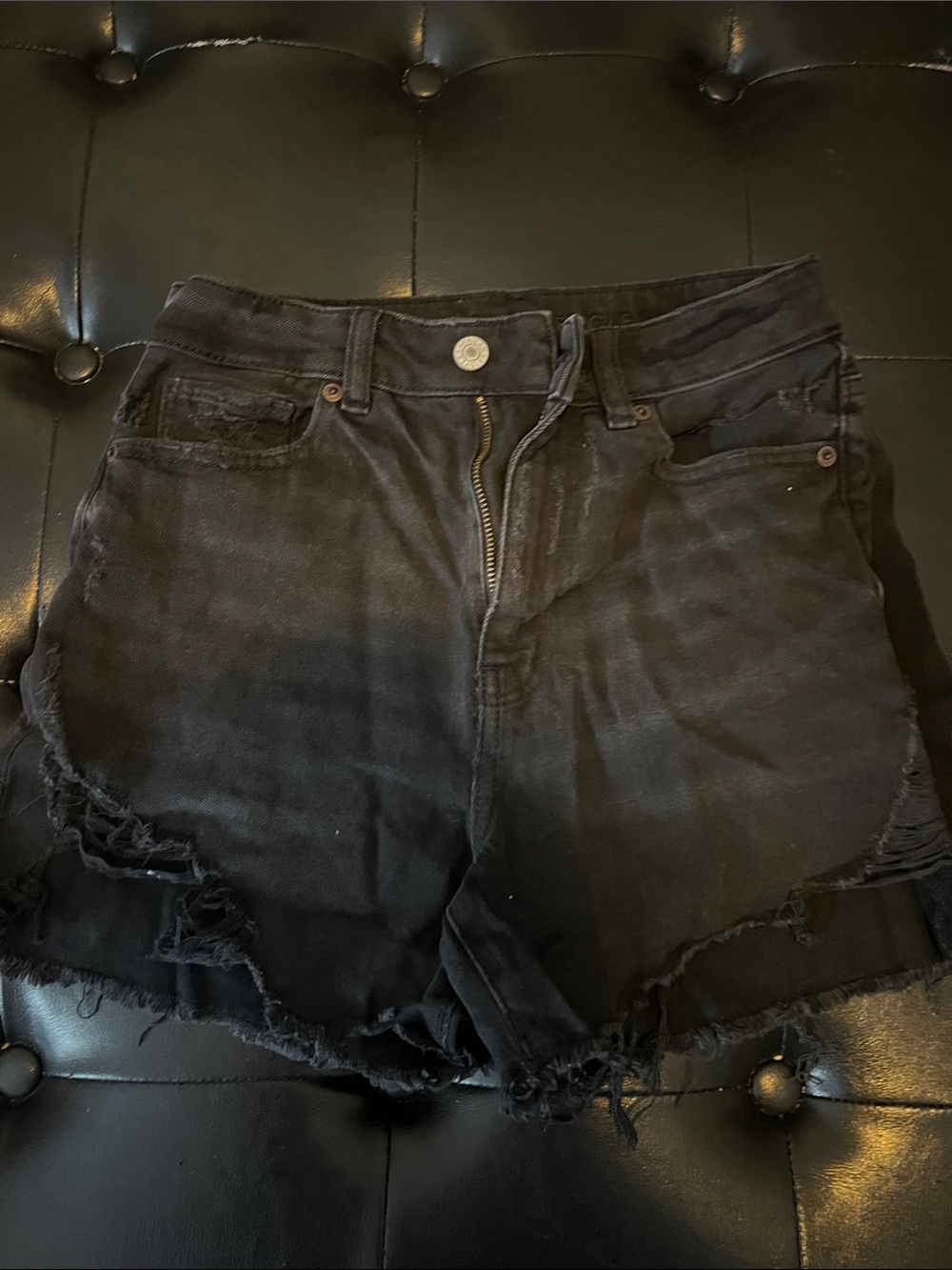 American Eagle High-Waist Black Distressed Women’s Denim Shorts